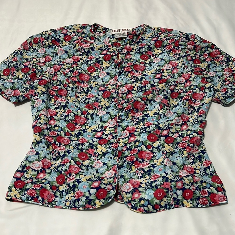Vintage Maggy London Floral Print Blouse